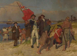 Emanuel Phillips Fox – Landing of Captain James Cook at Botany Bay, 1770